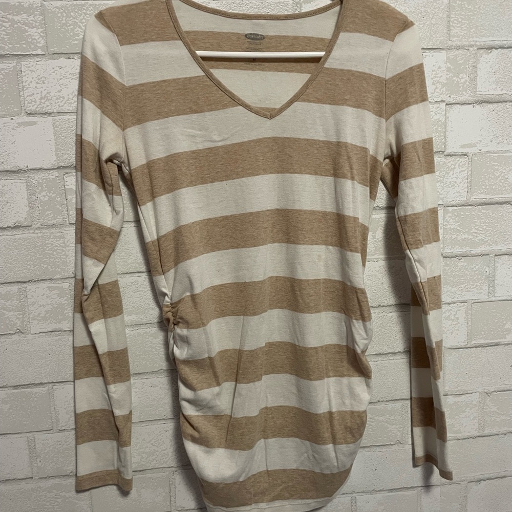 Old Navy Tan and Cream Maternity Top